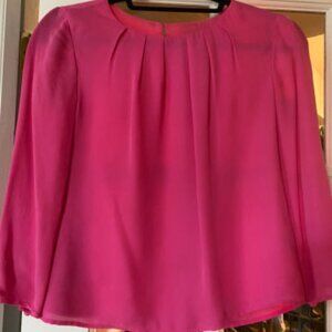 J. Crew Shirred 100% Silk Blouse in Barbie Pink